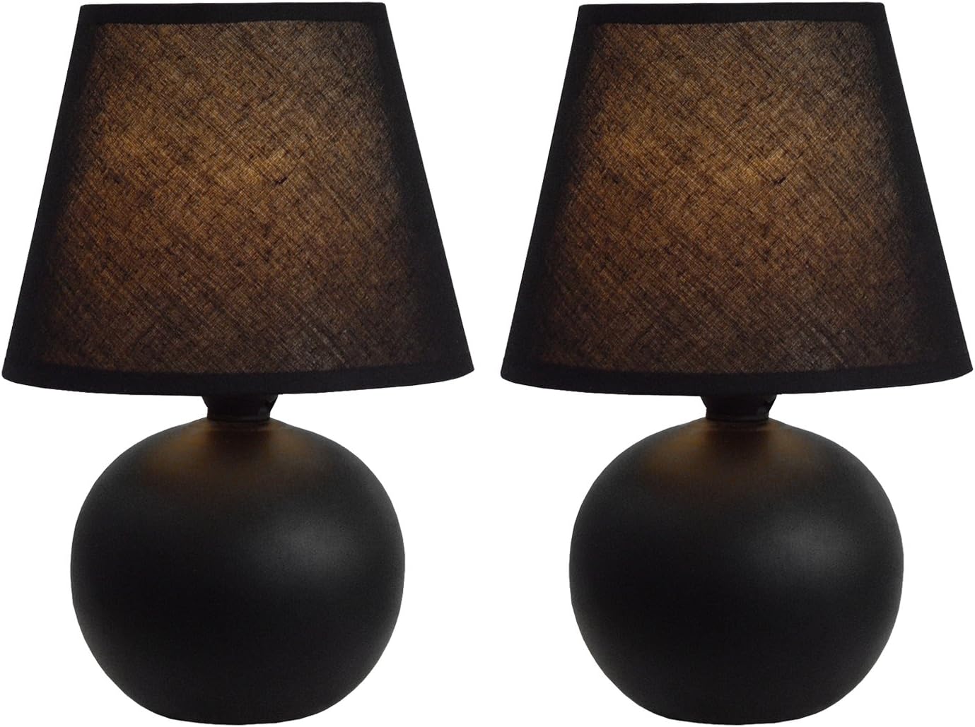 Simple Designs Home LT2008-BLK-2PK Mini Ceramic Globe Table Lamp 2 Pack Set, 5.51" x 5.51" x 8.66", Black