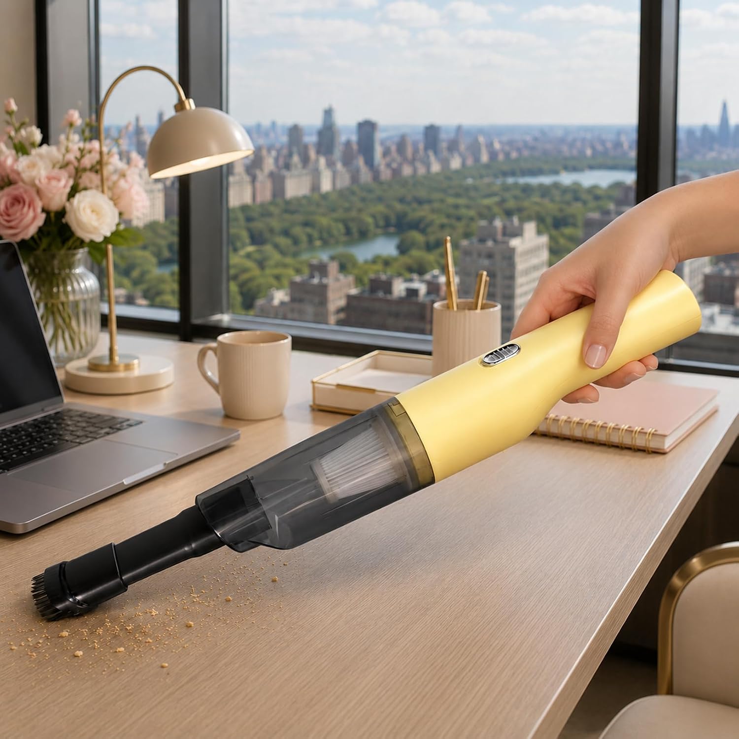 Mini Plus Handheld Vacuum Cordless, Rechargeable Car & Desk Cleaner, Yellow