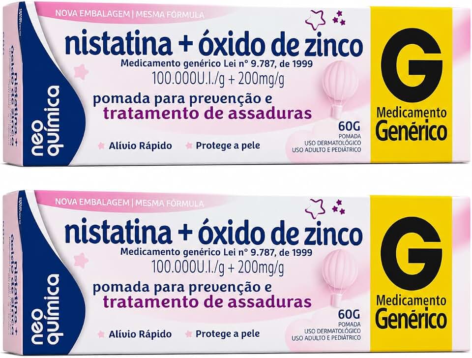 Kit 2 Pomada para Assaduras Nistatina, 60g, Cuidados no Dia a Dia, Adulto Unissex