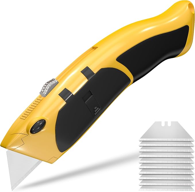 Auto Reload Utility Knife with 10 Preloaded SK5 Blades, Heavy