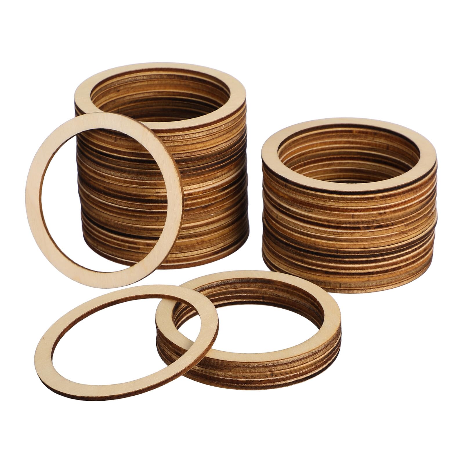 50 Pièces Cercles Creux en Bois Ronds pour Loisirs Créatifs DIY