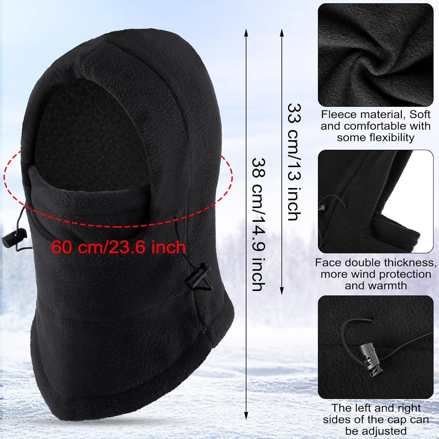 16 Pcs Balaclava Ski Masks Adjustable Windproof Winter Warm Fleece Face Mask Covers for Men Women Outdoor - Image 2