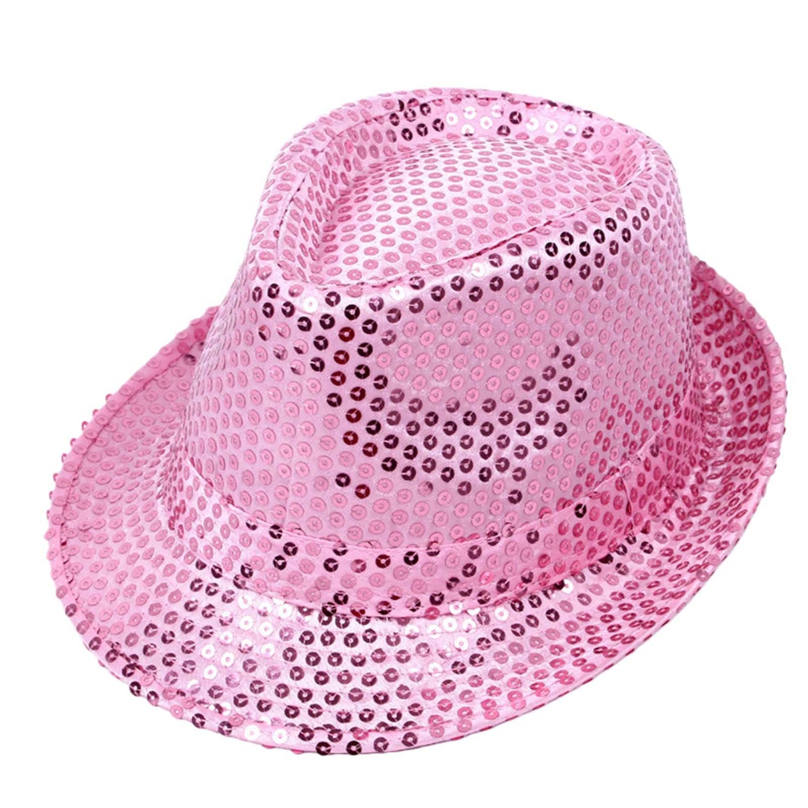 2026 Sparkly Sequin Top Hat for Kids Performance Dance Party Stage Show Costume (One Size) Pink
