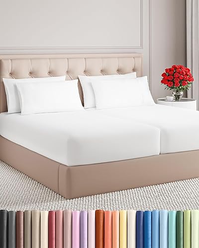 Miniatura 86 de Juego de sábanas Split King de 7 piezas - Incluye 4 fundas de almohada - Sábanas Split King - Ropa de cama de hotel de lujo suave - Refrescante