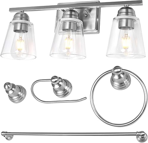 hykolity - Juego de luces LED para baño Níquel cepillado (Brush Nickel), Orb