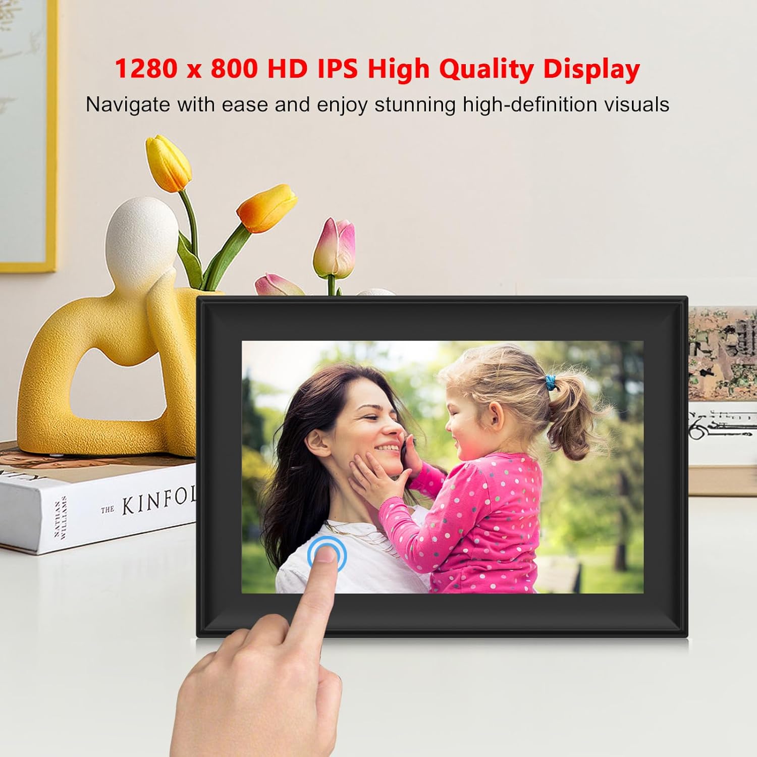 SSAWIFIFRAME Digital Picture Frame 32GB, 10.1 Inch WiFi Digital Photo Frame with 1280x800 IPS HD Touchscreen, USB/SD Card Auto-Rotate Wall Mountable, Easy Share Photos/Videos via App from Anywhere