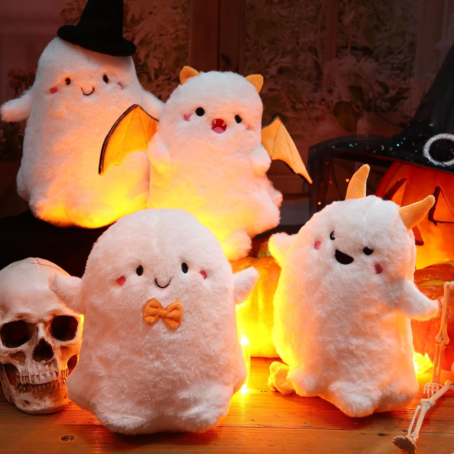Liliful 4 Pcs Ghost Plush Toys Stuffed Animal Bulk 8 Inch Cute Ghost Mini Stuffed Animal Small Spooky Dolls Plushes for Baby Shower Favors Christmas Stuff Filler Classroom Prize(Classic)