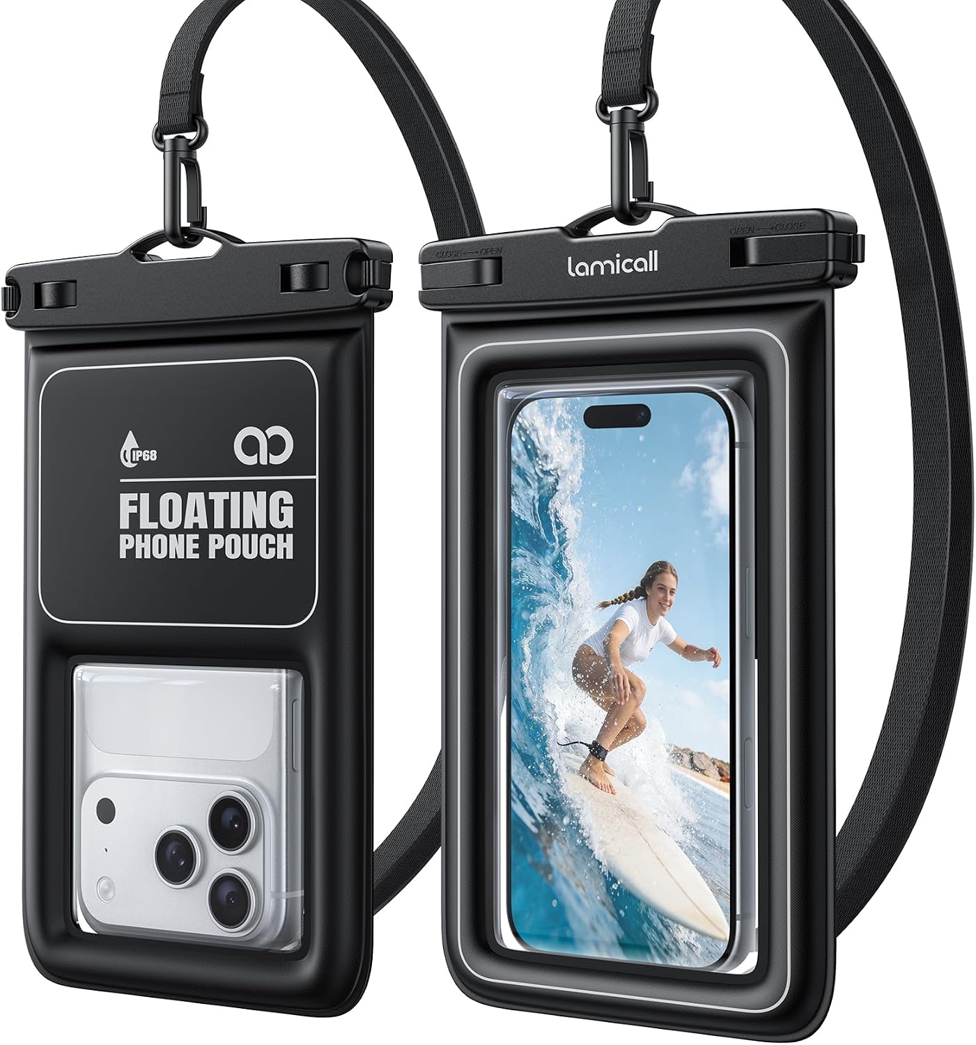 IP68 Floating Waterproof Phone Pouch, 2 Pack Waterproof Phone Case | Water Proof Phone Pouch for iPhone 17 16 15 14 13 Pro Max, Galaxy S26 S25 S24 Ultra, Beach Cruise Travel Essentials, 4-8.5"