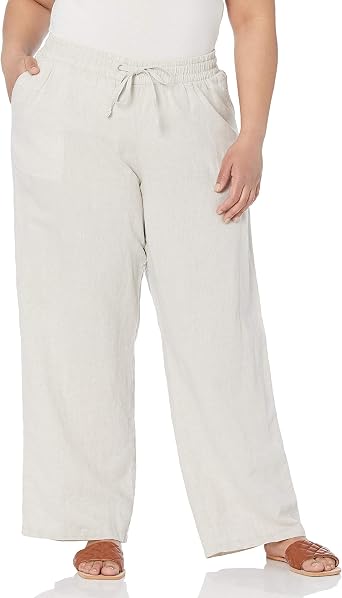 Linen Blend Drawstring Wide Leg Pant 