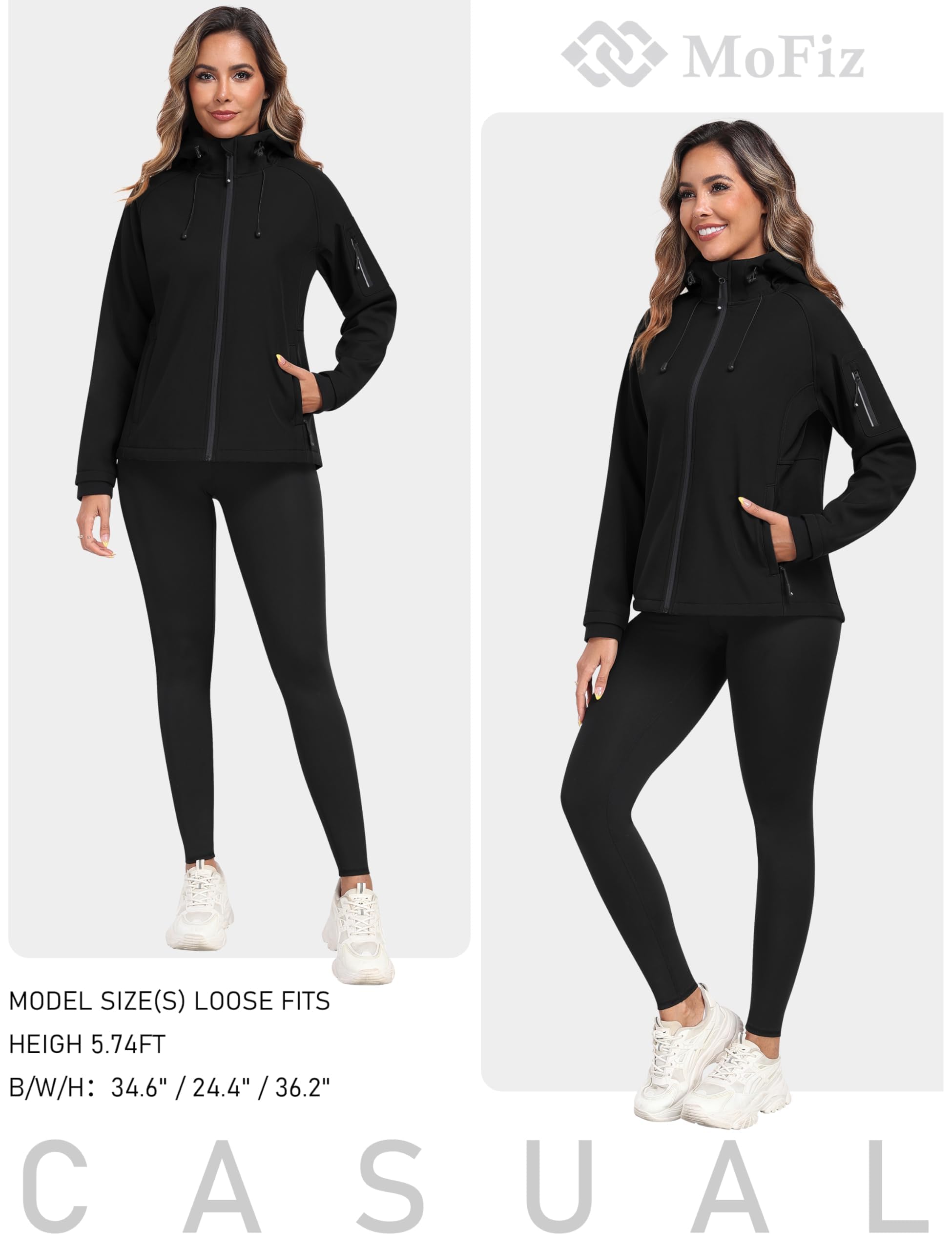 MoFiz Softshelljacke Damen Outdoor Wanderjacke Wasserdichte Winddichte Funktionsjacke Leichte Fahhradjacke Regenjacke mit Kapuze