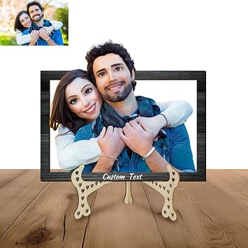 Custom 3D Cartoon Photo Frame - Personalized Picture Frame with Your Photo, Desktop Display,Gift for Family, Wedding, Anniversary, Birthday
