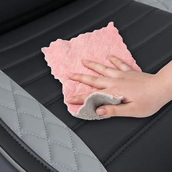 LUCKYMAN CLUB Tacoma Custom Fit Seat Covers for 2016-2023 Tacoma Crew Cab with Faux Leather (Black & Gray)
