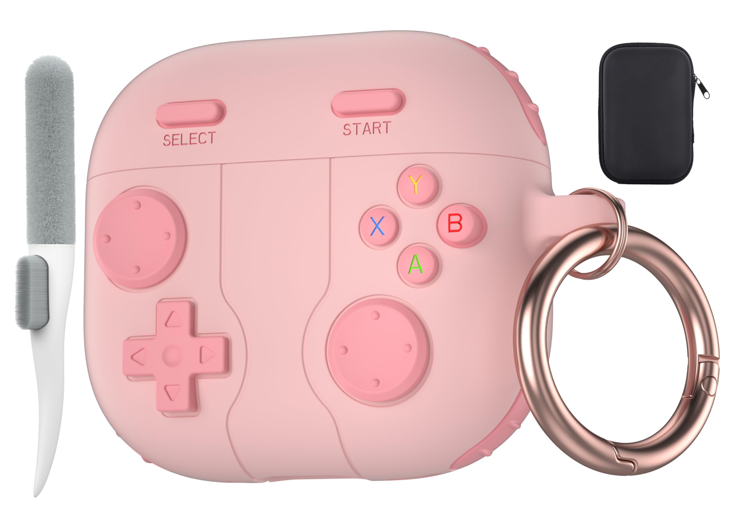 Valkit Compatible Airpods 4 Generation Case Cover, Game Player Design Airpods 4 Case with Cleaner Kit and Keychain Soft Silicone Protective Cover Skin for Airpods 4th Gen for Women Men - Pink