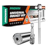 Prowin 3pcs Universal Socket Wrench Ratchet Useful Tool Sets for Men Father's Day Gifts Power Drill Adapter Retract to Form Almost Any Shape （1/4in-3/4in）