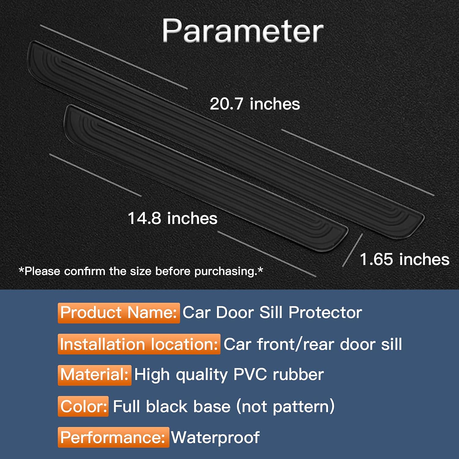 Door Sill Plate Protectors for Car - Universal Door Entry Guards Sill Scuff Cover Panel Step Protector, Welcome Pedal Protector Cover, No Pattern, Full Black Base, 4pcs/Set 4pcs/Set Not pattern+Full Black