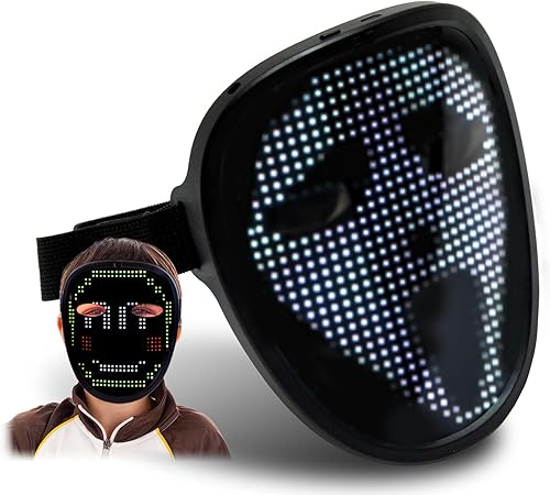 BLINWORLD LED Mask for kids - Gesture Sensing Transforming Light Up Face Mask for Halloween Rave