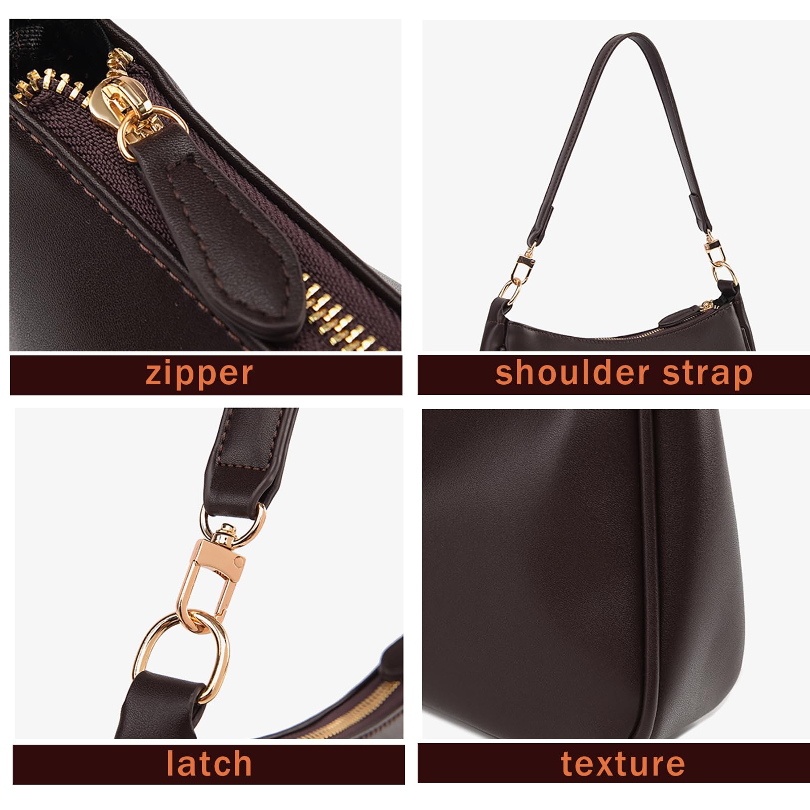 Shoulder Bag for Women with 2 Removable Straps and Zipper Closure Crossbody Bags Clutch Tote HandBags Purses