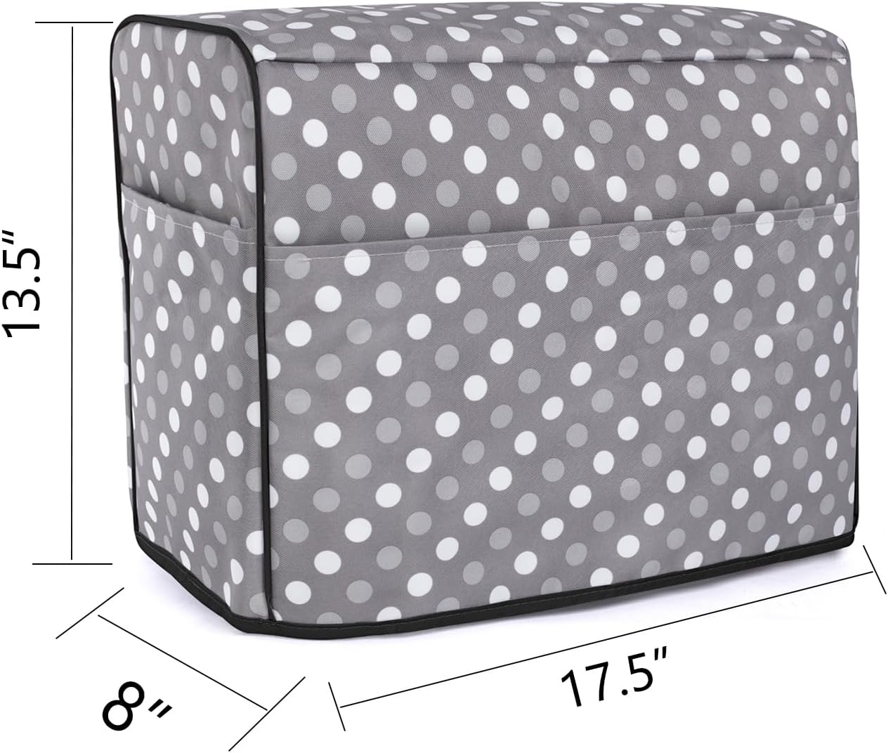 Luxja Dust Cover for Sewing Machine, Sewing Machine Cover with Pockets for Extra Accessories (Compatible with Brother and Singer), Gray Dots