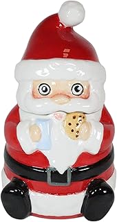 Ebros Whimsical North Pole Jolly Santa Claus With Milk And Cookie Ceramic Cookie Jar With Air Tight Lid 10