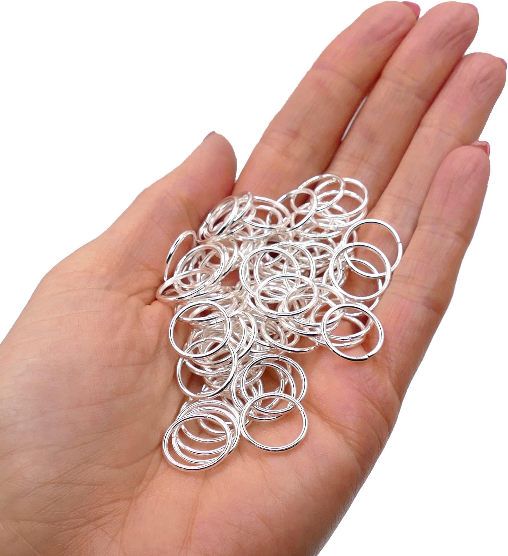 Silver Plated Jump Rings 16mm 200pcs (1.5mm Thickness) for Jewellery Making, Strong Open Jump Rings for Connecting Clasps, Pendants and Findings, Essential Beading Supplies
