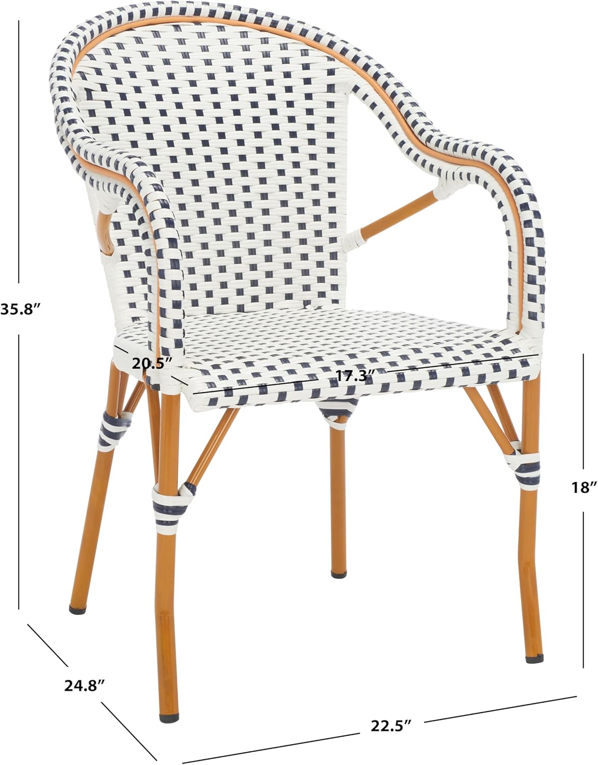SAFAVIEH Outdoor Collection California Bistro Arm Chair Set of 2 (Fully Assembled)