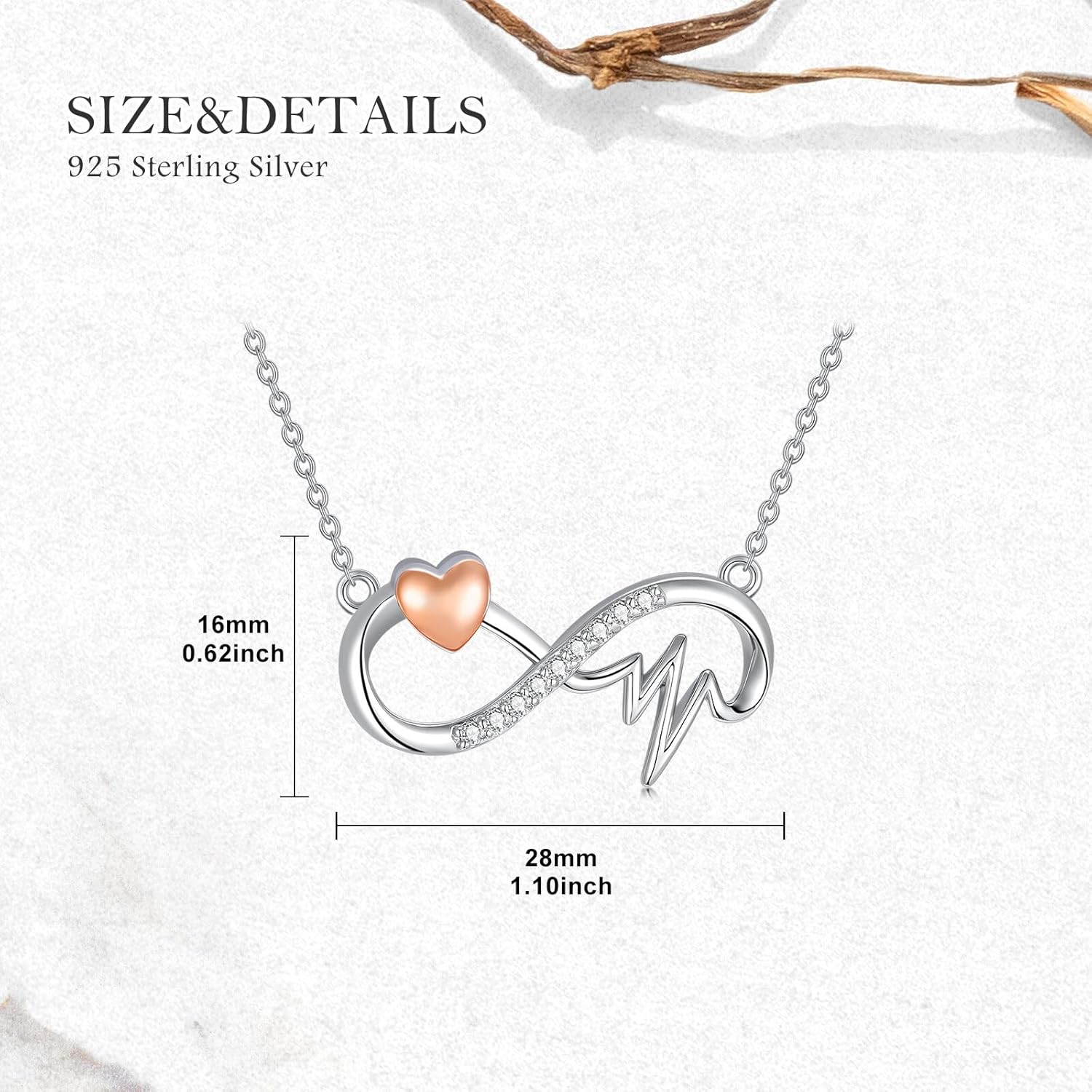 Diamond Heartbeat Necklace for Women 925 Sterling Silver Infinity Heart Pendant Electrocardiogram Necklace with Lab Grown Diamond Jewelry for Nurse - Image 5