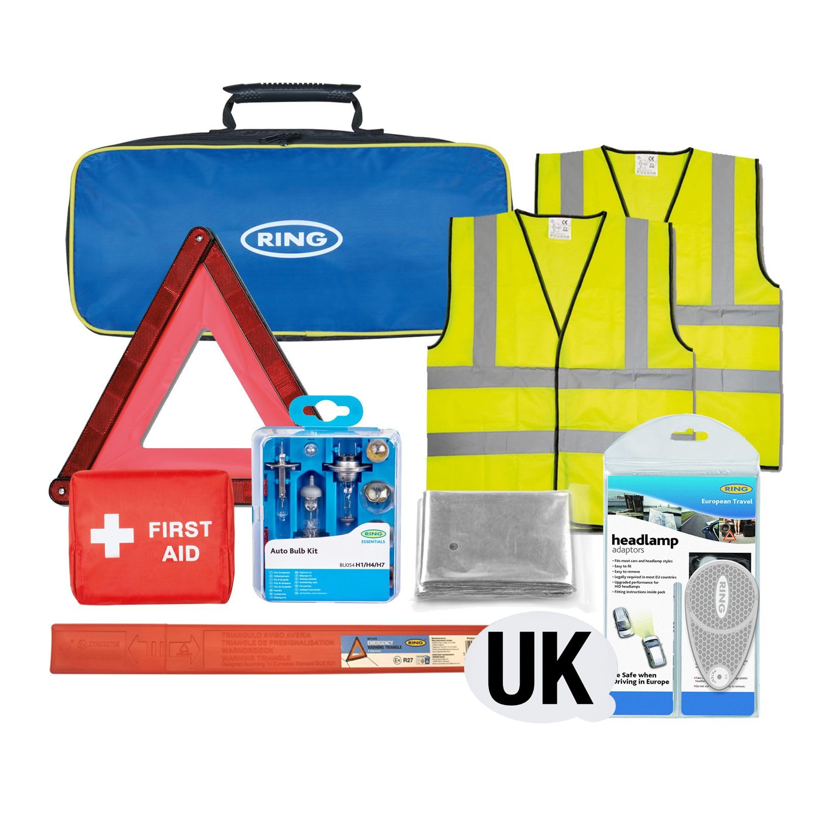 Ring European Essentials Travel Kit Car Emergency EU Legal Requirements Triangle