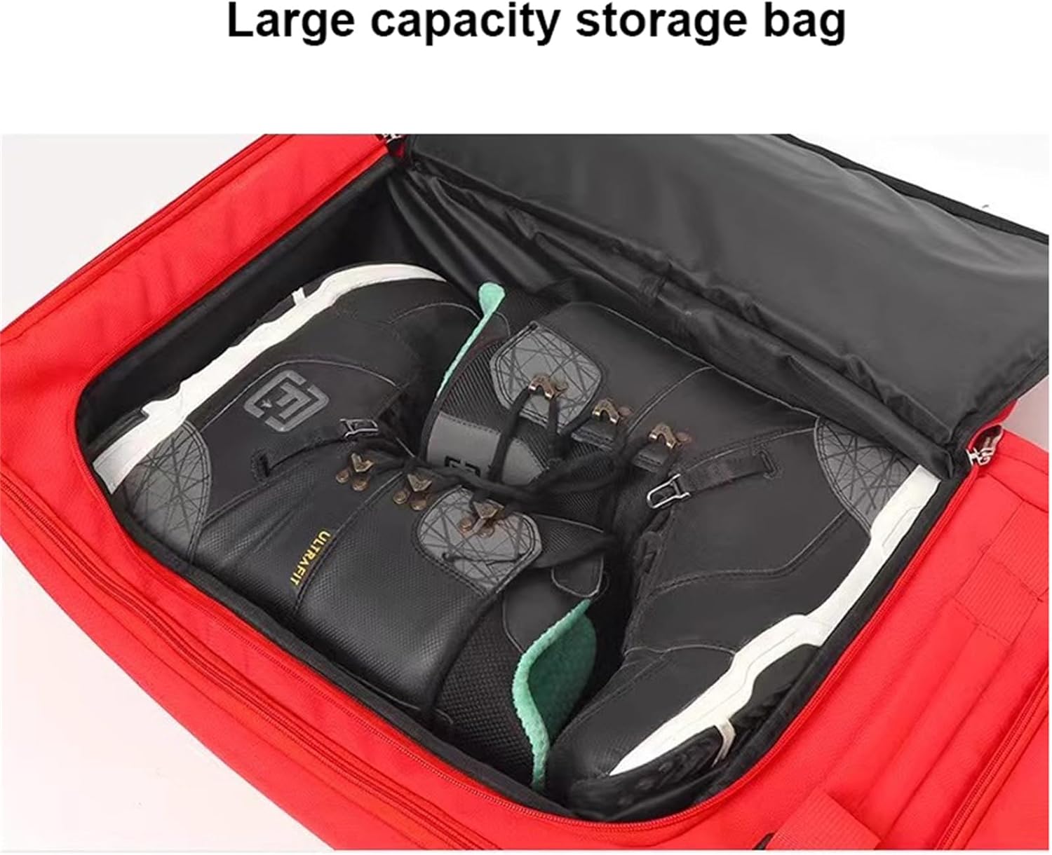 Double Rolling Ski Bag Store All Your Snowboarding Gear Waterproof Design Snowboard Bag for Air Travel Fully Adjustable fit 160cm-175cm Foldable Wheeled Ski Bag