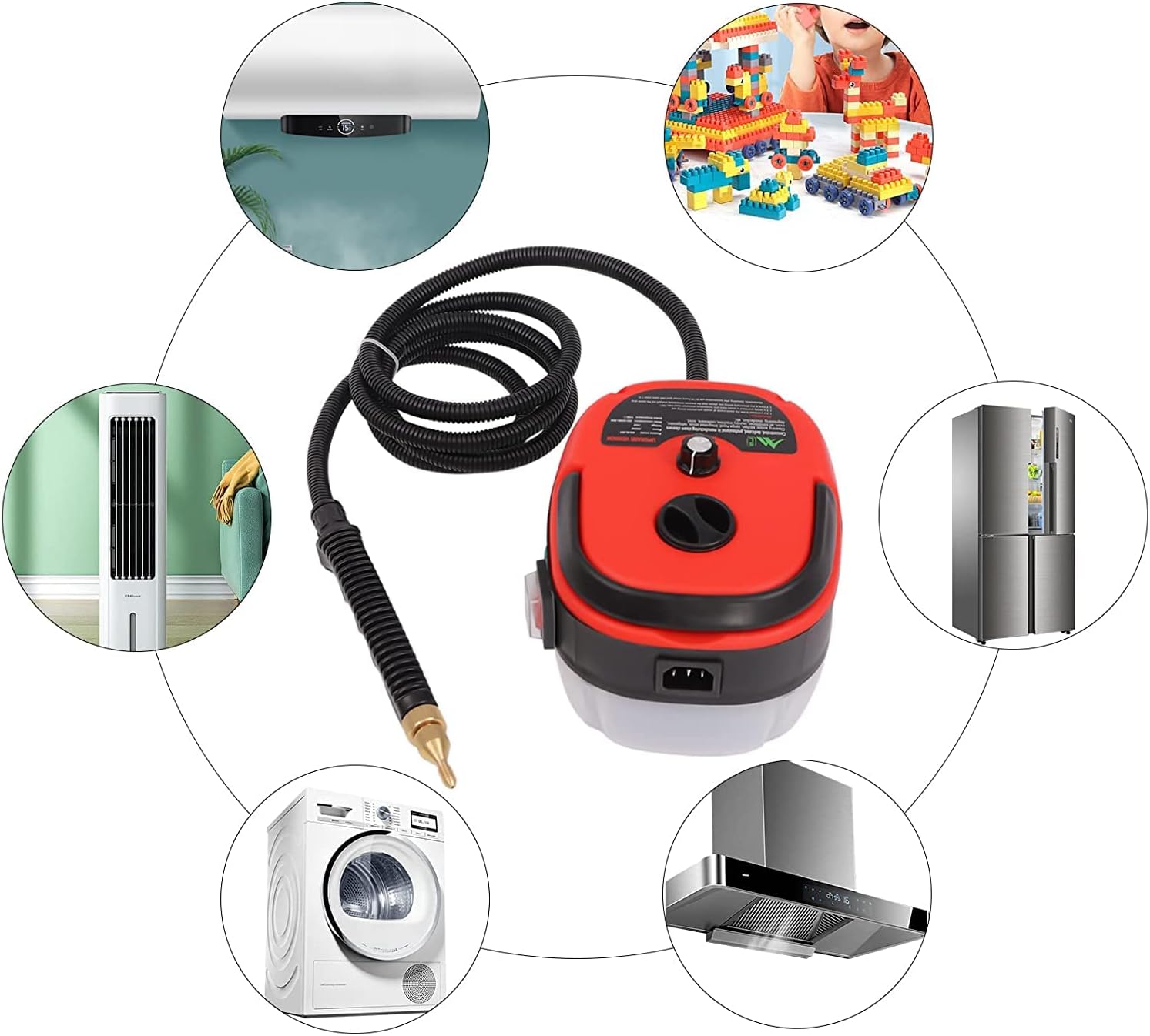 Steamer for Cleaning Pressure Steam Cleaner Handheld High Temp Portable Steam Cleaner Electric Steam Machine for Home Use Grout Tile Car Detailing Kitchen Bathroom (Red)
