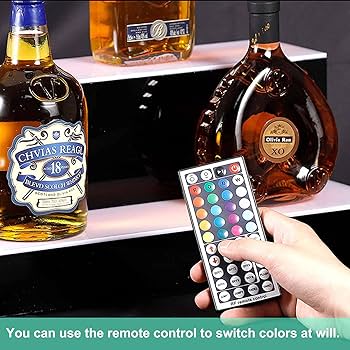 Amazon｜LED照明付きアクリル酒ボトルディスプレイラック、リモコン