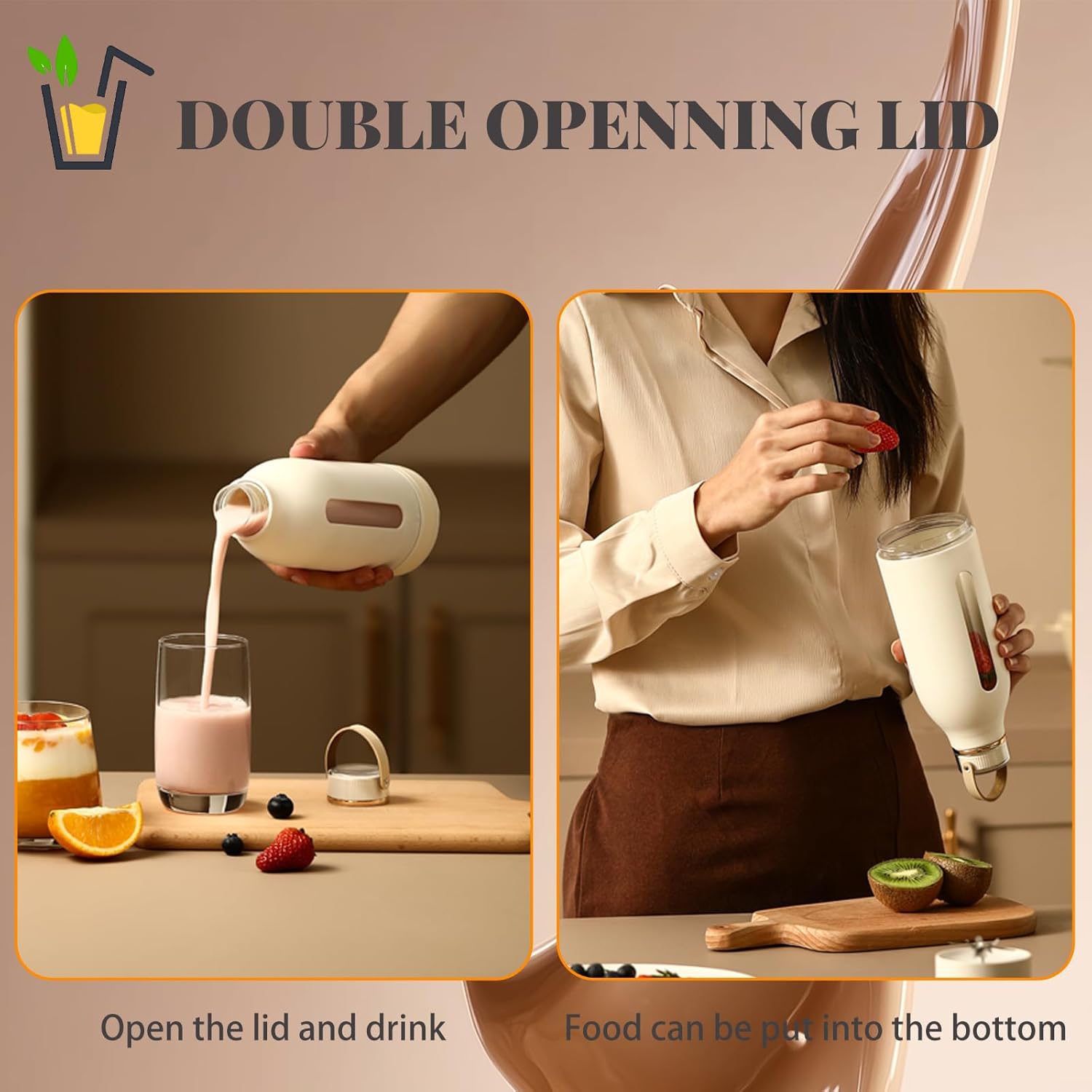 Rechargeable Personal Blender - 85W High-Speed 8-Blade Portable Smoothie Maker, USB-C 350ML BPA-Free Tritan Cup, One-Touch Auto Clean, for Fresh Juice & Shakes at Home or Travel