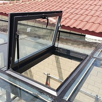 ZAQYCM Shed Roof Window with Handle, Flush Mount Push-Pull Skylight for Hallway Loft Stairway Garage Balcony Basement Interior Exterior, Heavy Duty Egress Window Well CoverLxW 24x48 in/60x120cm