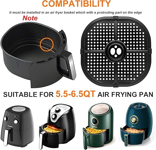 Miniatura 3 de Placa para freidora de aire para freidora de aire COSORI de 5 cuartos de galón, bandeja de freidora de aire cuadrada de 9.09 pulgadas, bandeja de