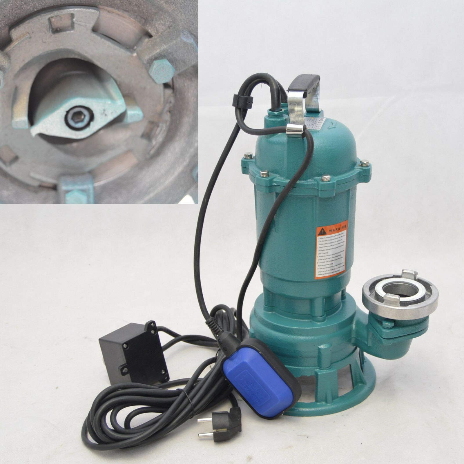 Fäkalienpumpe Tauchpumpe Schmutzwasserpumpe 1100W - 21000l/h mit Zerkleinerer + 2" Storzkupplung