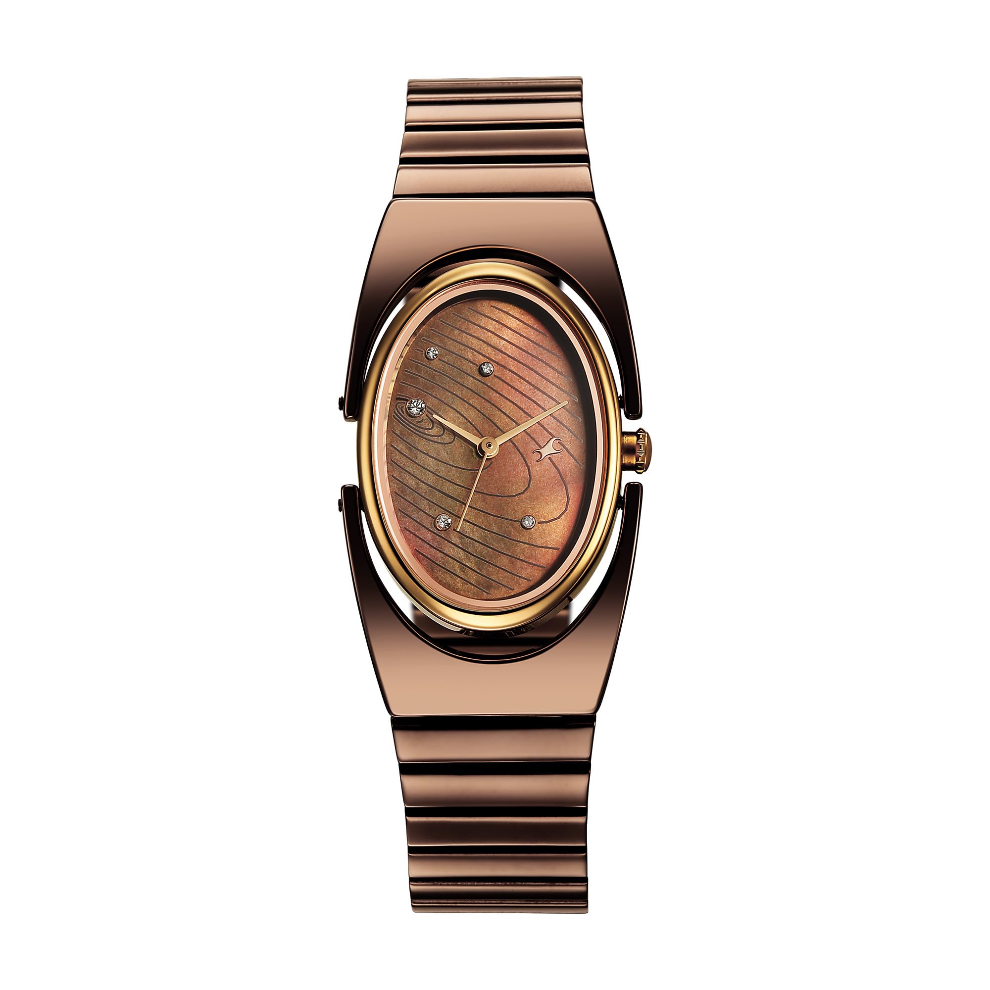Fastrack UFO Quartz Brown Shaped Dial Girls Watch | Brown Colour Band | Watches for Girls Analog - 6318KM02-image-43