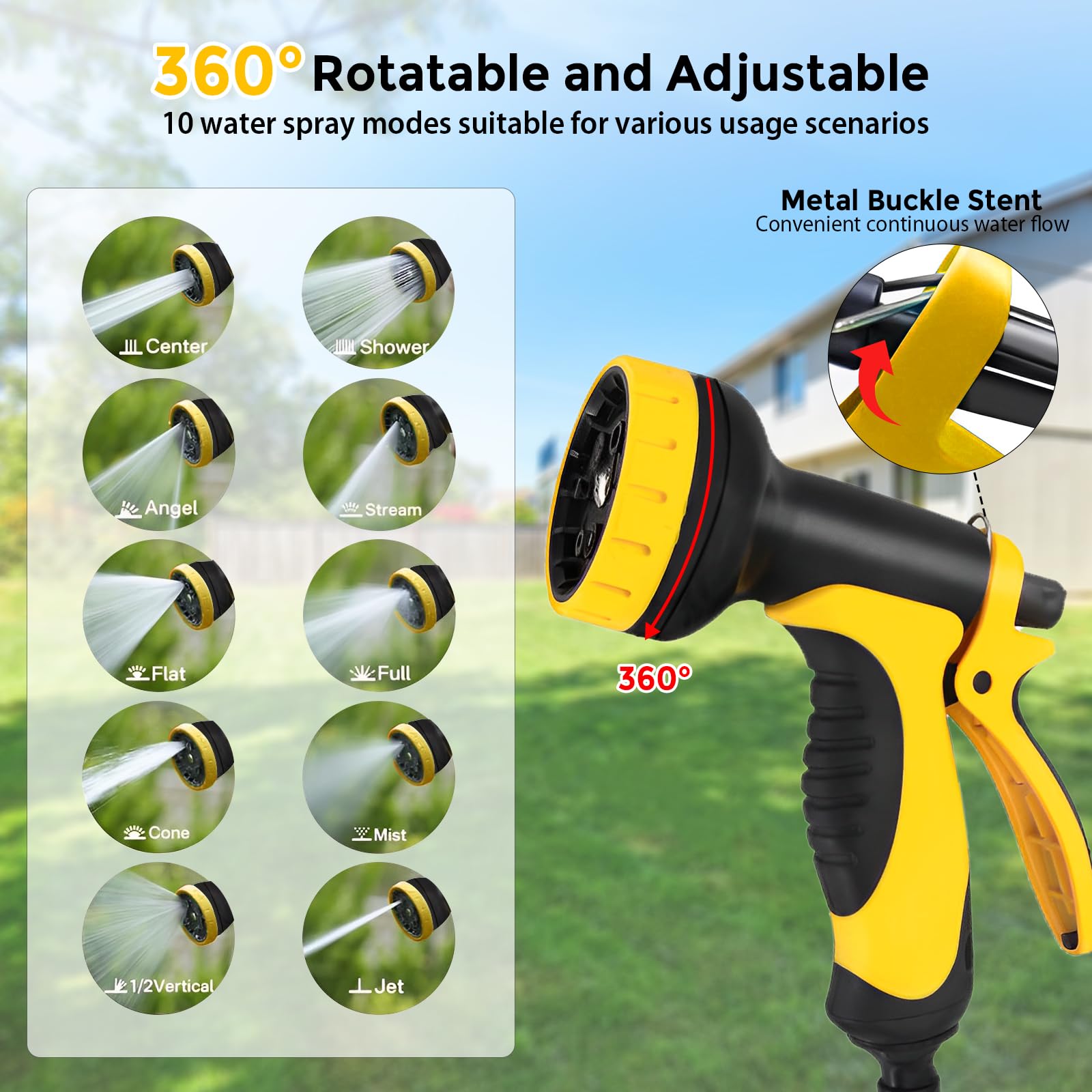 LIROPAU Schlauchtrommel Mit 35 M Schlauch – Mobiler Gartenschlauch-Aufroller, 10 Sprühdüsen, 360° Schwenkbar
