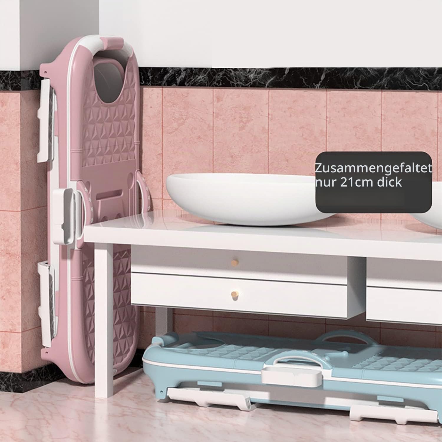Einesin 3 in1 Faltbare Badewanne für Kleinkinder & Kinder, Erwachsene, Haustier, große mobile Badewanne, Tragbare Kunststoff Badewanne für Dusche,mit abnehmbarer Bezug (118 * 62 * 54 CM)