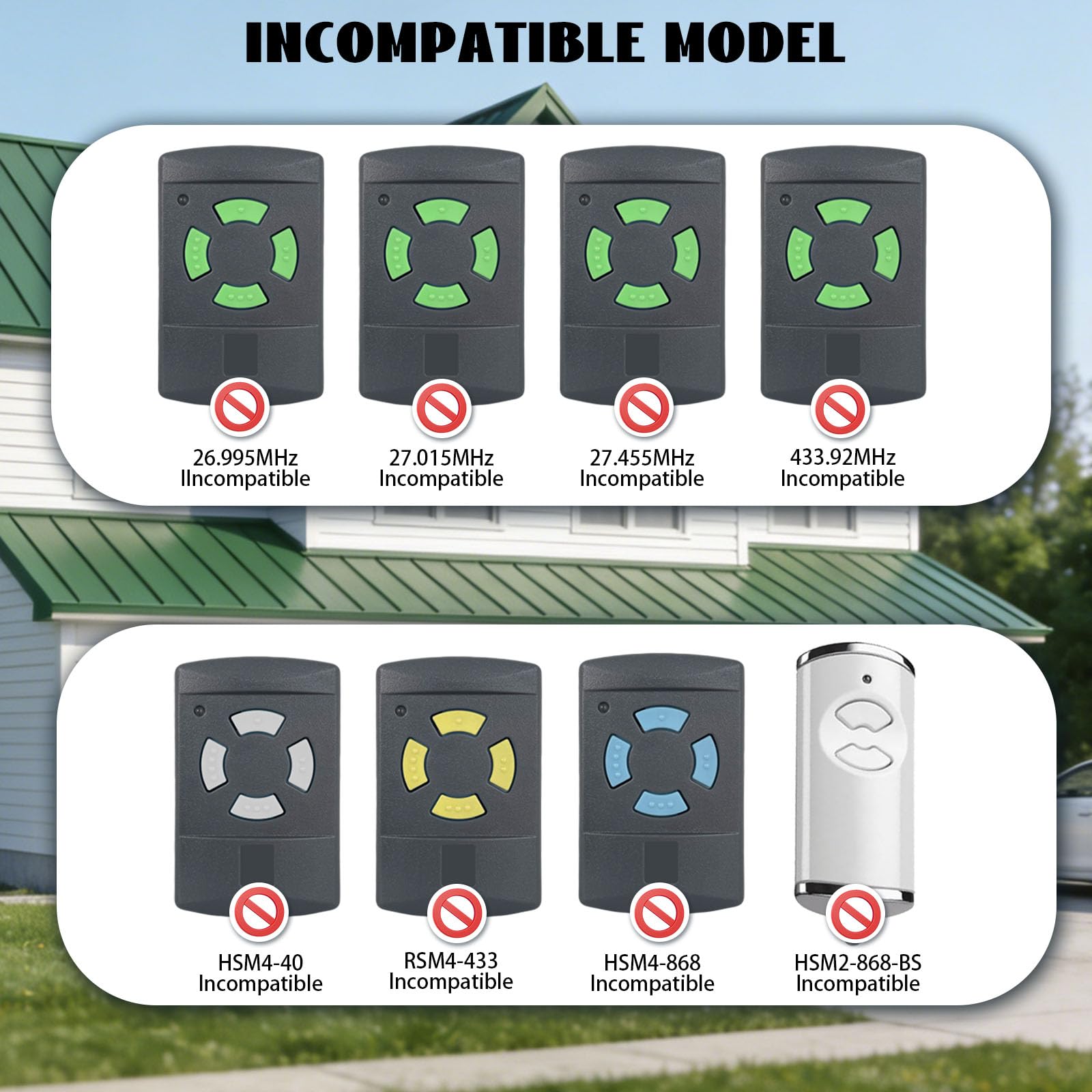 Handsender HSM4 26.975MHz 2 Stück Universal Fernbedienung Ersatz Grün Taste 4 Kanäle für Hörmann Garagentoröffner Kompatibel mit HSM4-26.975, HSM2, HS2, DH01, HM02 26.975 Garagentor Fernbedienung