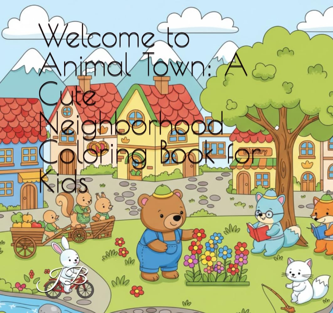 Welcome to Animal Town: A Cute Neighborhood Coloring Book for Kids