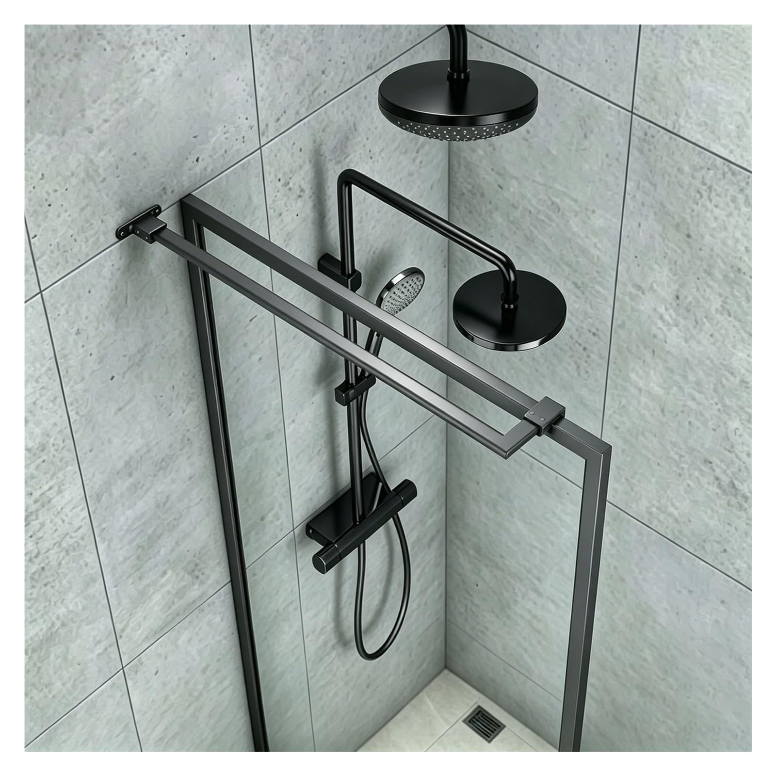 Barre de stabilisation douche en acier inoxydable gris haut de gamme