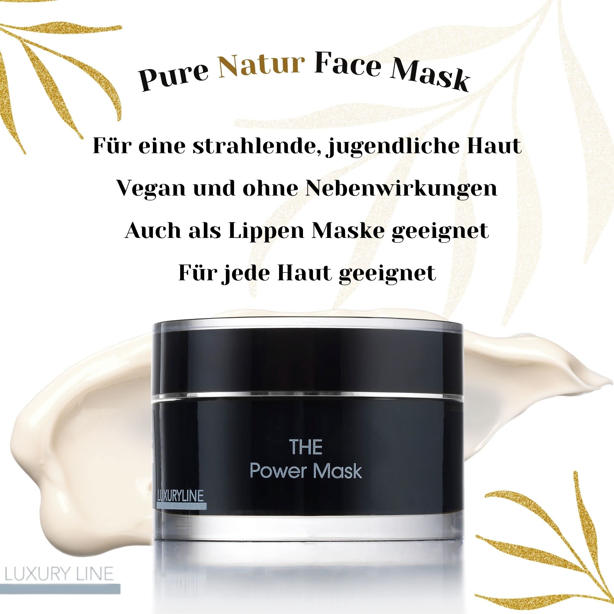 THE POWER MASK NATURKOSMETIK von Marina Müller Cosmetics revitalisierende, feuchtigkeitsspendende Maske mit: Hyaluronsäure, Aquaxyl, Jojobaöl, Vitamin E, Provitamin B 5. you will love it