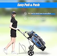 Vista 4 de GYMAX Carrito de golf, carrito de golf de 2 ruedas con ruedas de goma resistentes al desgaste de 9.5 pulgadas, correa elástica y marcador, carrito