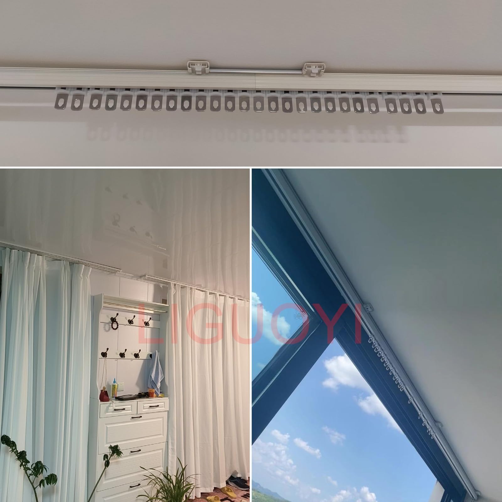 Szyna do zasłon do montażu sufitowego, 120-560 cm, aluminiowy karnisz do dzielenia pokoju, dźwiękoszczelna szyna do paneli, system kurtyn ślizgowych, idealna do użytku domowego i biurowego
