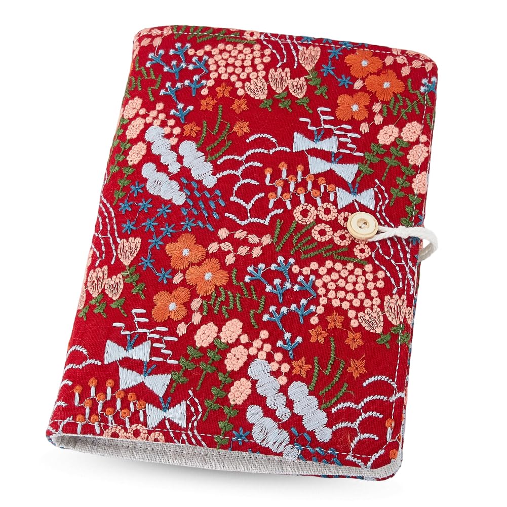 SUPERFINDINGS A5 Binder 6 Ring Refillable Cover 9.25"x6.69" Loose Leaf Personal Planner Cover with Button Red Floral Notebook Binder for A5 Planner Journal Inserts Refill Paper(No Refill Paper)