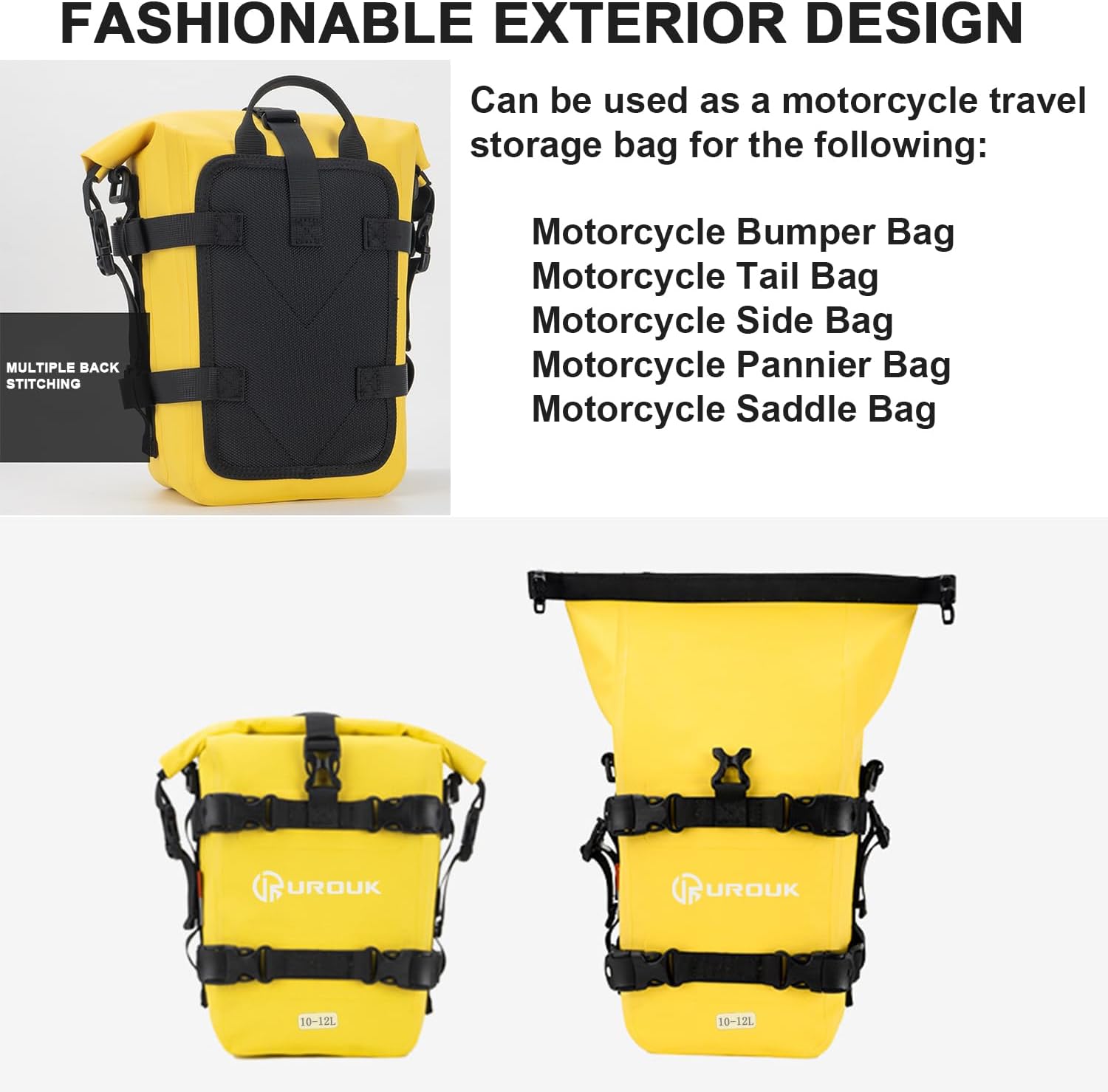 10-12L Waterproof Motorcycle Bumper Bag Motor Crash Bar Bag Side Frame Pannier Bag Tail Seat Bag with Shoulder Strap - Essential Riding Gear for Motorcycles
