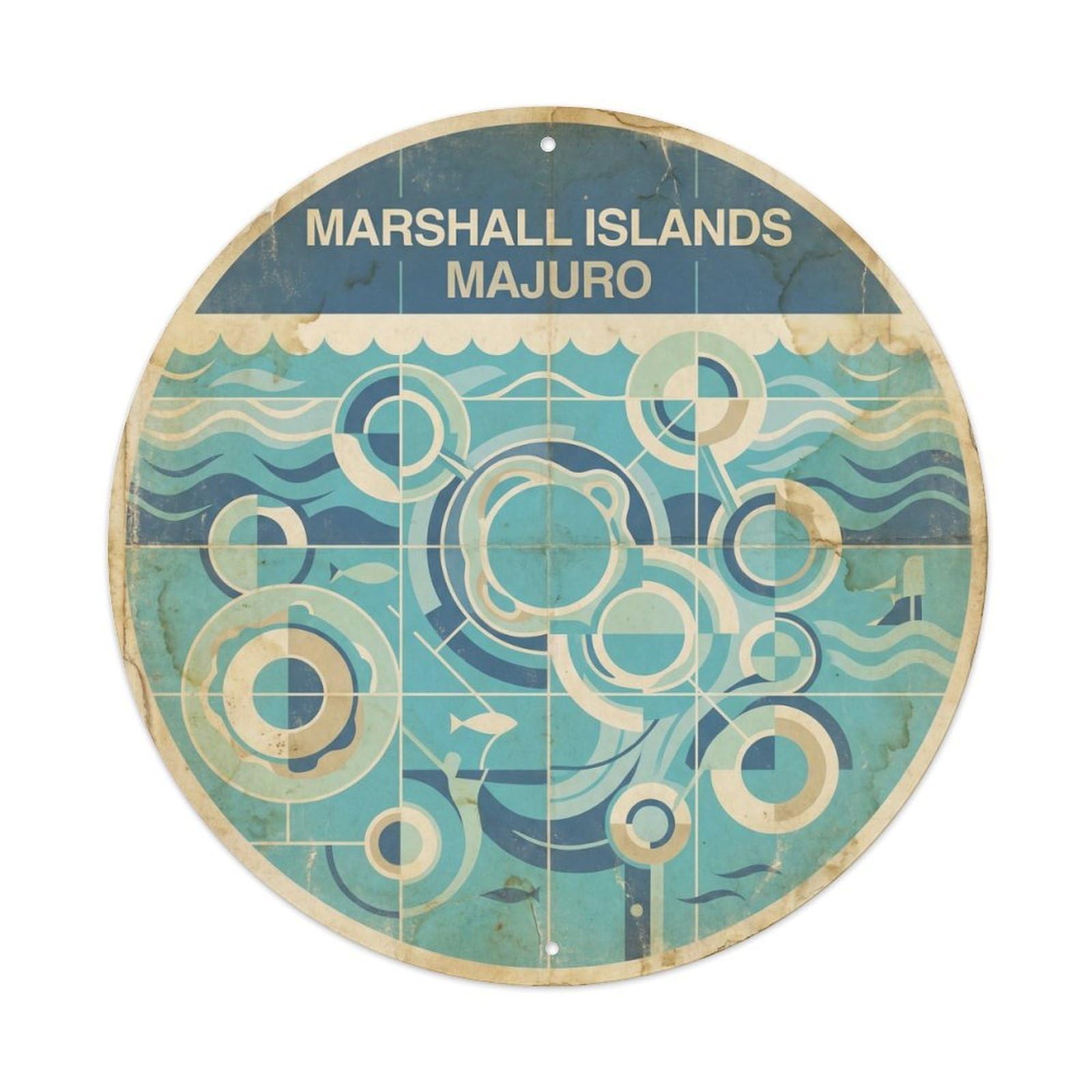 Marshall Islands Majuro Atoll Travel Swiss Minimal Metal Tin Sign