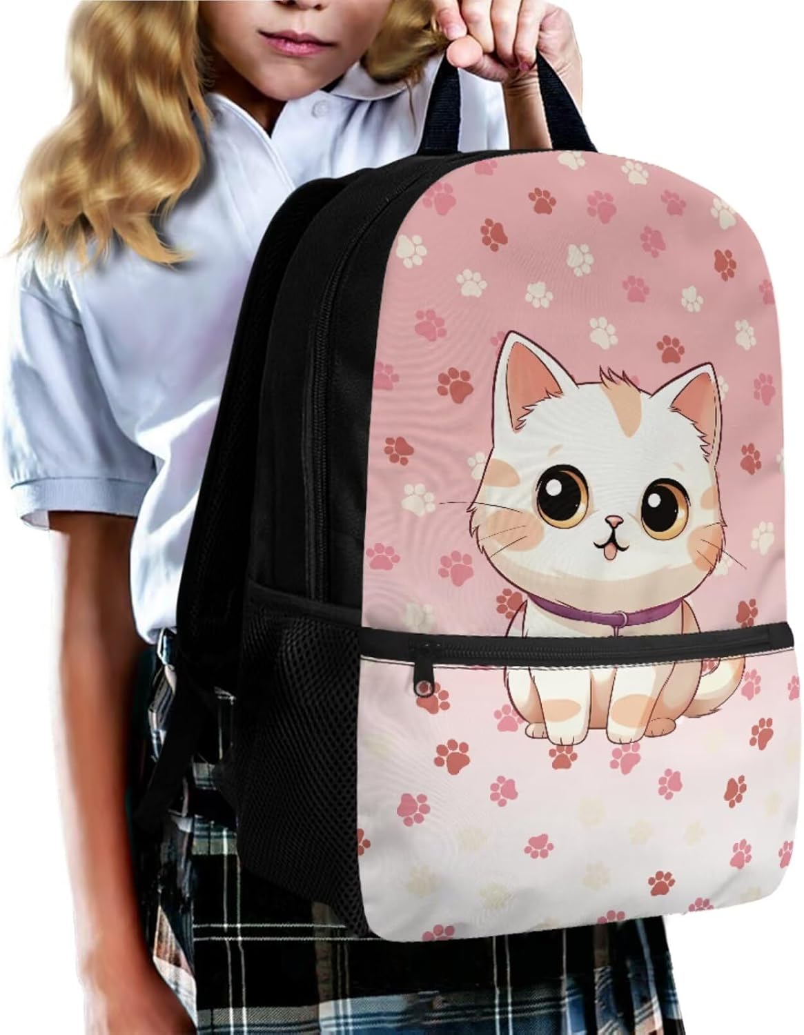Ystardream Cat Backpack for Girls Bookbag With Lunch Box 6th Grade Backpack Girls Elementary Primary Student Book Bag with Pencil Case Teens Schoolbags Back Packs Travel Daypack Cartoon Cat Claw