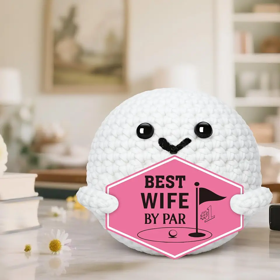 Presente para esposa - presentes de aniversário para sua namorada do marido, ideias românticas para aniversário de namorados elefante branco presente de dia das mães - crochê artesanal golfe