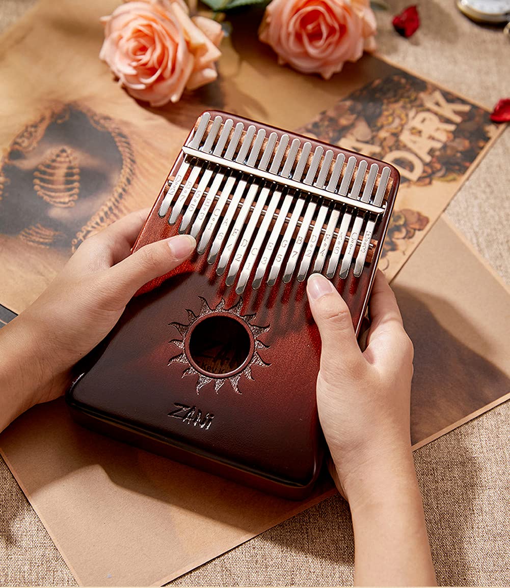 Kalimba - 21 tasti per pianoforte a dito con pollice e tastiera in mogano, per principianti, colore: Blu