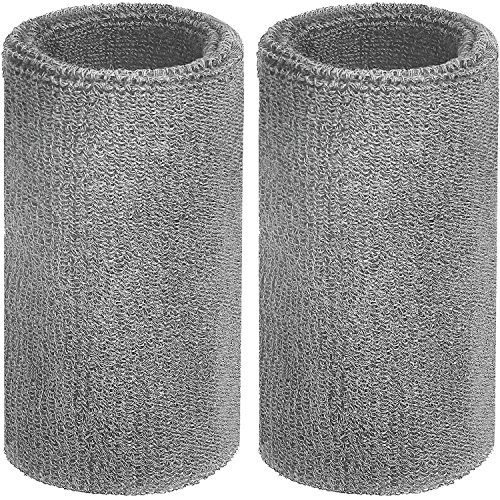 Image of WILLBOND 2 Pcs 6 Inch Wrist Sweatbands for Men and Women, Moisture Athletic Cotton Sweatband for Tennis, Basketball, Running
